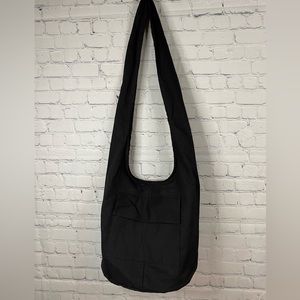 100% cotton crossbody tote bag in black